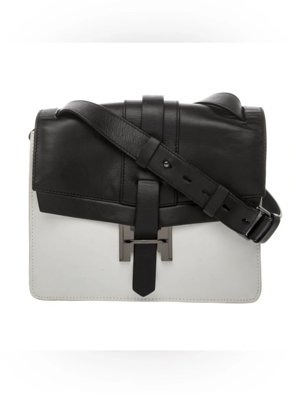 Halston Heritage- Two-Tone Black & Cream Shoulder Bag